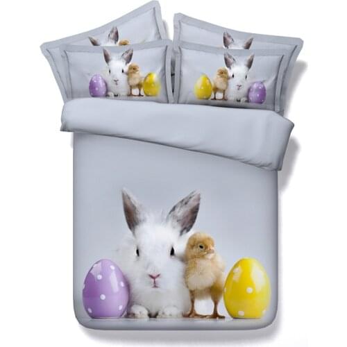 4PCS/Set/Lot 3D Rabbit chick egg bedding set duvet cover bed sheet bedspread sets linen quilt bedsheet Cal king queen size twin