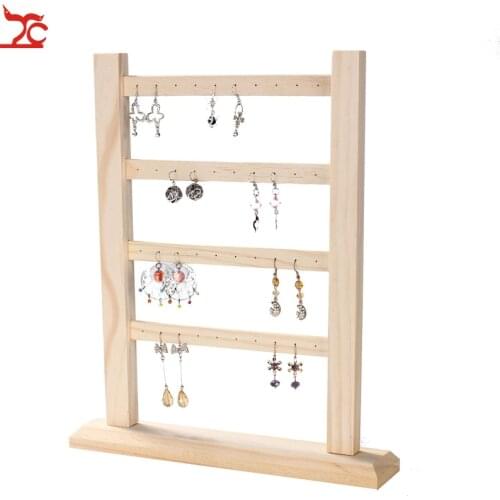 4 Layer Earrings Rack Bracelets Practical Home Jewelry Display Holder Accessories Wooden Organizer Necklaces Stand Storage Show