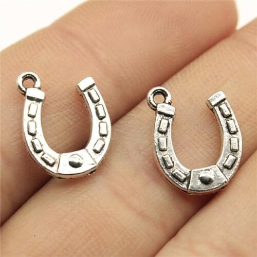 40pcs 15x12mm Horse Shoe Pendants Horseshoe Charm Pendants Antique Silver Color Horseshoe Pendants