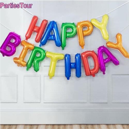 7 color Rainbow Happy Birthday Foil Balloon Birthday Party Decor Foil Letter Balloon Toy Kids Adult Birthday Alphabet Balloons