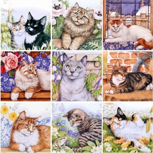 Diamond Embroidery Mosaic Cat Full Squareround Diamond Painting Animal Picture Cross Stitch Kits Home Decor Wall Stickers Art