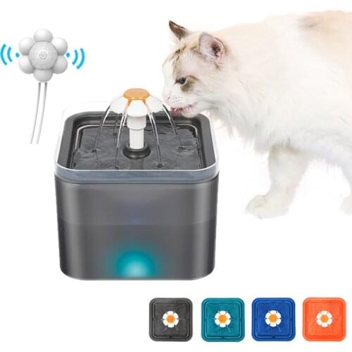 Automatic Cat Water Fountain With Infrared Motion Sensor LED Light Power Adapter Pet Feeder Bowl Drinking Dispenser Container