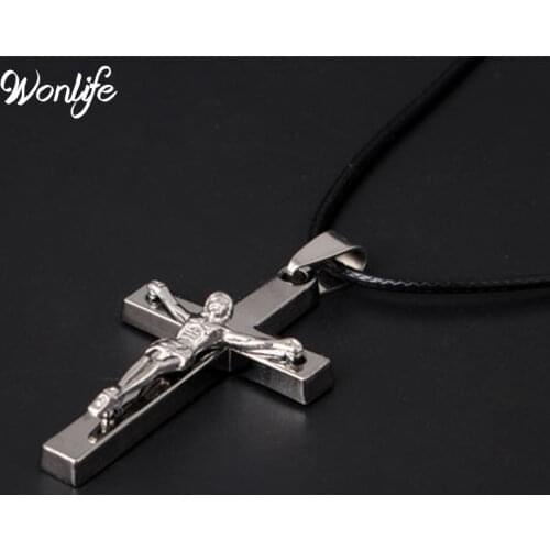 Brand Necklace Silver Color Jewelry Antique Cross Crucifix Jesus Cross Pendant Necklaces For Women Men
