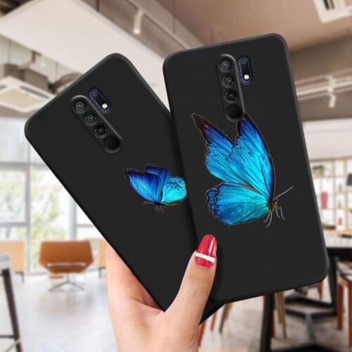 For Xiaomi Redmi Note 10 Pro 9 9C 9A Note 9 Pro Blue Butterfly Phone Case for POCO M3 Pro X3 Pro F3 Cover Nordic Style