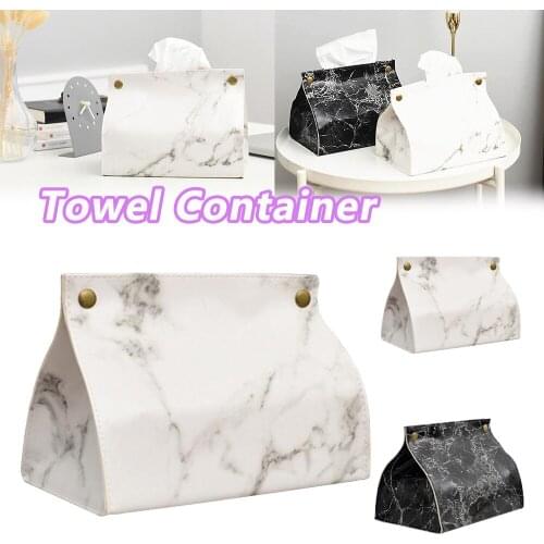 Marble Tissue Box Case Pouch Leather Home Car Napkin Paper Towel Container Papers Dispenser Holder Box Case Table Decoration 2