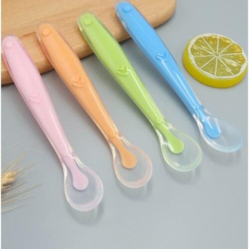 Baby Soft silicone Spoon Food Grade baby Feeding Spoons Safety Tableware Infant Learning Spoons soup ladle flatware for 4M-3Y