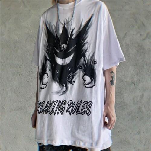 Hip Hop Devil Tshirt Streetwear Men Casual High Street Shirts White Summer Cartoon T Shirt Fashion Cool Japan Tshirt Male