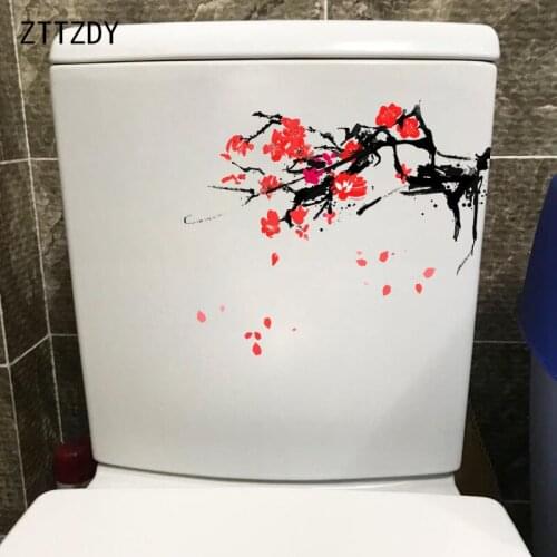 ZTTZDY 22.9*20.9CM Plum Blossoms Falling Creative Home Wall Decoration Toilet Seat Sticker T2-0683