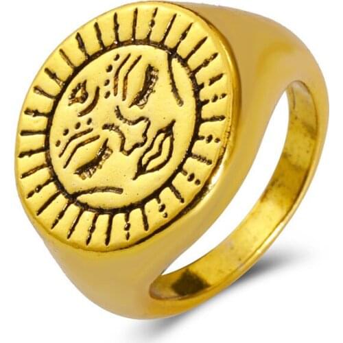 Creativity Sun flower Smiley Womens ring fashion simple vintage metal signet 2021 trend Jewelry for women Index finger ring