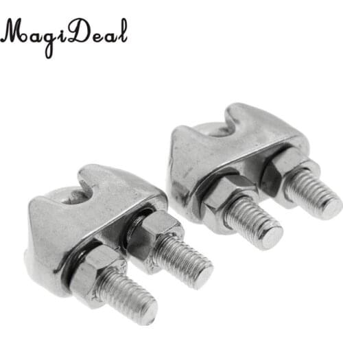 MagiDeal 2 Pieces M4 5/32 Inch Stainless Steel Wire Rope Cable Clip Clamp 4mm Wire Rope U Bolt Saddle Fastener