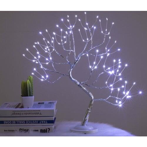 108LED Night Light Mini Christmas Tree Copper Wire Garland Lamp For Home Kids Bedroom Decor Fairy Lights Luminary Lighting