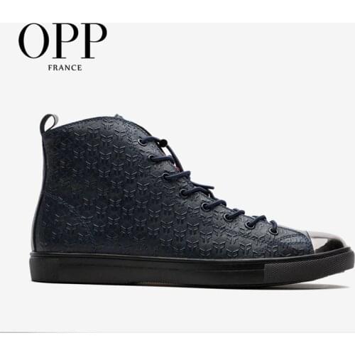 OPP Fretwork Men Shoes Men Boots Genuine Leather Metal Toe Shoes Ankle Boots for men Winter Boots men High Top Metal