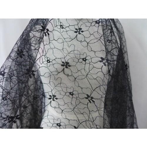 Latest Design African French Lace Fabric In Black/White Net Tulle Lace Fabric Embroidered Net Mesh Cloth