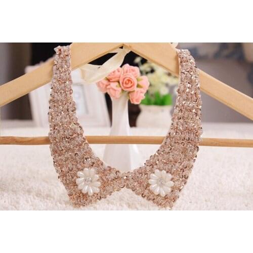 2015 new exquisite handmade bead false collar sequined ribbon chain accessaries false collar vintage jewelry women necklace