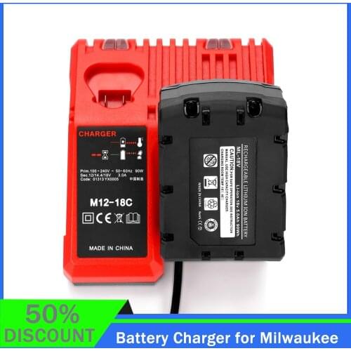 NEW M12-18C Li-ion Battery Charger for Milwaukee 12 V 14.4V 18V C1418C 48-11-1815/1828/1840 M18 M14 M12 Lithium Battery