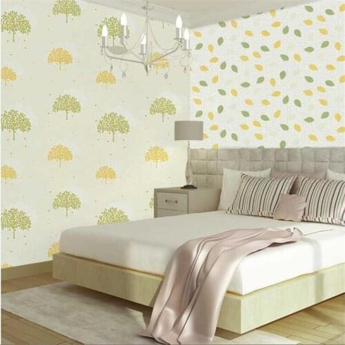 Beibehang high quality Small tree leaf living room wallpaper pink green childrens room wedding room bedroom 3d wallpaper behang