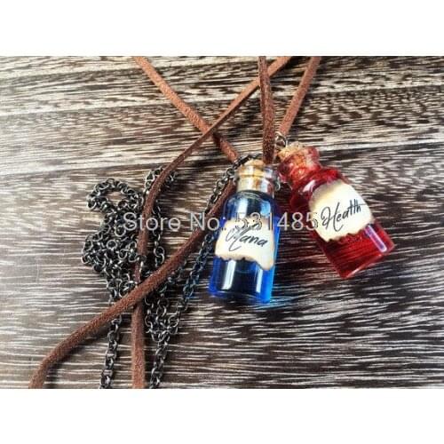 12pcs/lot Mana & Health Potion Necklaces RPG/Video Game Inspired Necklaces