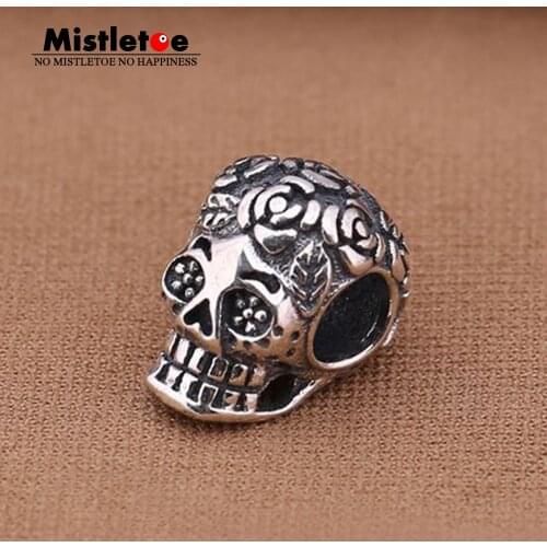 Authentic 925 Sterling Silver Lucky Skull Charm Bead Fit Pandora Bracelet Jewelry
