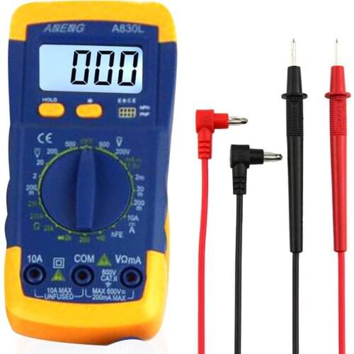 ANENG A830L Portable Digital Multitester Backlight Ammeter Voltmeter Handheld LCD Digital Multimeter Current Tester