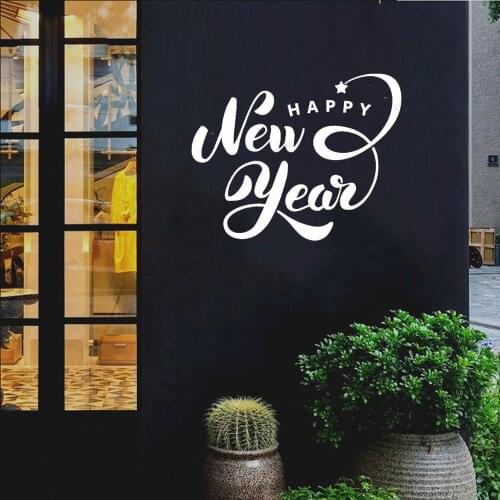 Happy New Year Star Logo Window Door Sticker Decor Vinyl Window Wallpoof Home Art Interior Removable Wallpoof CX709