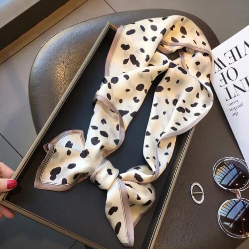 2021 spring Korean version of all-match women scarf silk hand-feel double-sided printing scarf thin section scarf 15x150cm