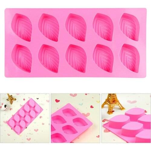 10-Cavities Leaves Shape Silicone Soap Mold DIY Handmade Soap Making Molds