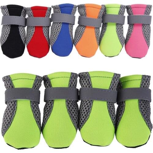 Reflective and Breathable Dog Shoes Anti-slip Pet Boots Paw Protector Reflective Straps Dog Teddy Cute Breathable Net Shoes