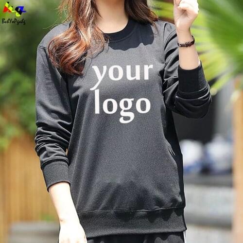 Custom logo Fleece Hoodie print logo picture text long sleeve crew neck Sweatshirt spring and autumn Hoodie casual top