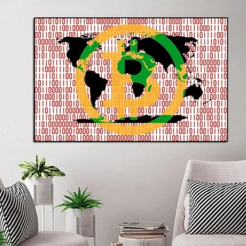 Creative Graffiti Bitcoin Symbol Posters and Prints Bitcoin Canvas Painting Abstract Wall Artist Home Decoration Painting