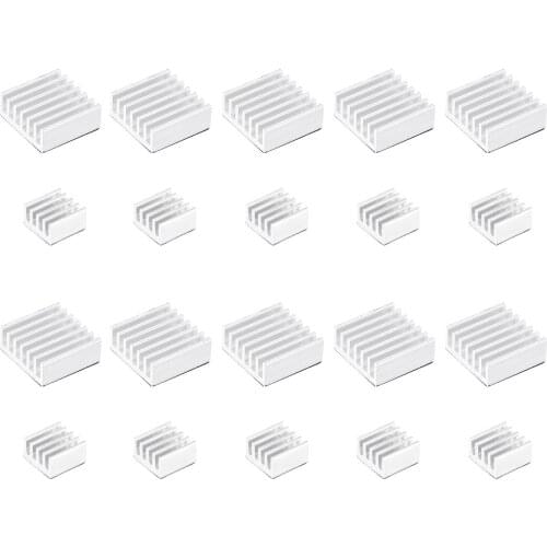 Uxcell Silver Tone Self Adhesive Aluminum Heatsink for RPI,14x14x6mm, 8.8x8.8x5mm, 10 Set Total 20pcs
