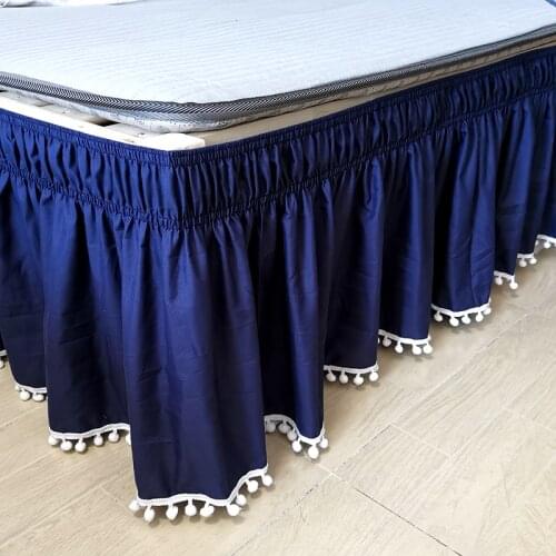 Wrap Around Small Ball Bed Skirt Elastic Bed Ruffles Easy Fit Easy Off Fade Resistant Solid Color Bed Skirts Hotel Quality