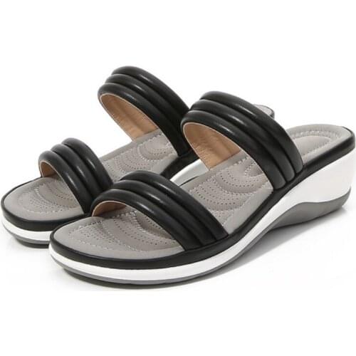 2021 Summer Outdoor Women Slippers Wedge Comfortable Beach Slide Sandals for Woman Flip Flops Female Plus Size 36-43 WSH3994