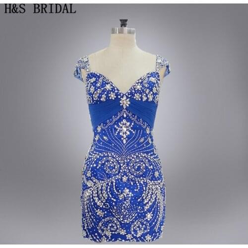 Hot Sale Sweetheart Cap Sleeves Sexy Beaded Floor Length Chiffon Short Prom Dresses 2017