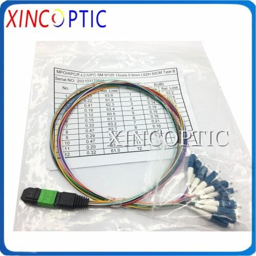 0.5M 12F MPOAPC Female to SC/ST/FC/LCUPC SM 12Strands FTTH Fanout/Trunk Fiber Optic Patch Cord Cable Pigtail