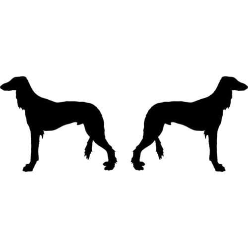 12.7*4.9CM 1Pair Saluki Dog (Left & Right) Car Window Stickers Vinyl Decal Car Styling Accessories Black/Silver S1-0748