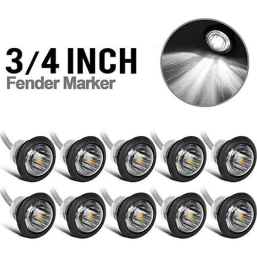 10PCS 3/4" 23MM Round LED Side light for Truck Trailer Bus with White/ Amber /Red LED as turn Lights Rear light back light