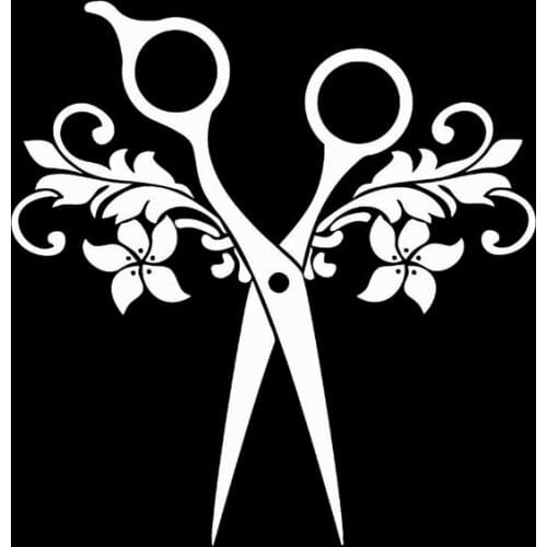 13.1CM*13.6CM Lovely Scissors Beauty Salon Hair Barbershop Vinyl Motorcycle Car Sticker C22-0087