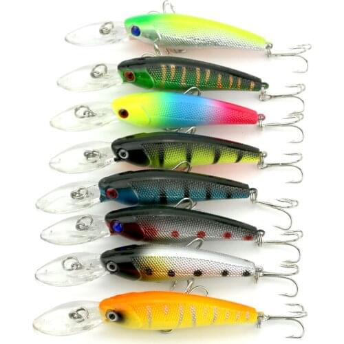 16pcs 8 Colors Minnow Fishing Lure Flying Fishing Tackle 9.1cm 8.3g Swimbait Treble Tackle Hooks Jigging Trolling Lure (MI043)