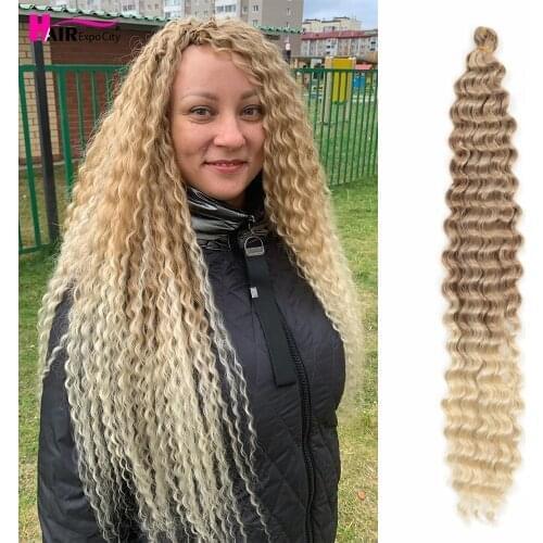 22-28 Inch Freetress Deep Twist Crochet Hair Natural Synthetic Braids Hair Ombre Crochet Braiding Hair Extensions Hair Expo City