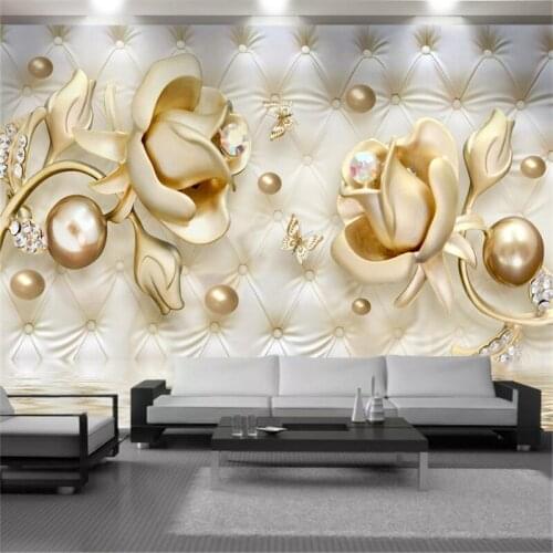 Custom Wallpaper 3d Three-dimensional Golden rose Ball jewelry Living Room Bedroom Background Wall Decoration Wallpaper