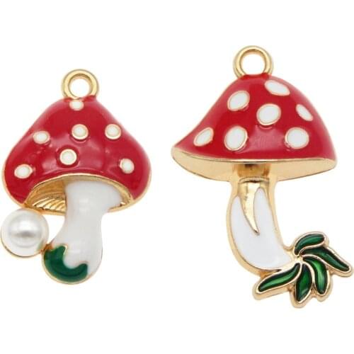 4pcs Mixmushroom Enamel Charms Fashion Jewelry Accessories fit Bracelet Earring DIY Making Charms Earrings diy necklace bracelet