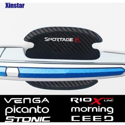 4pcs Carbon Fiber Car Door Handle Sticker For Kia Rio SportageR Stinger Venga Ceed Srento Soul Picanto Morning Stonic Niro
