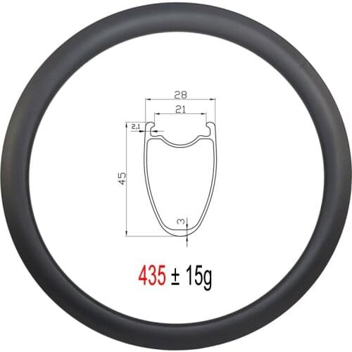 435g 700C 45mm Road Disc Brake Bicycle Tubeless Carbon Rim 28mm Width CX Cyclocross Bike 700 Wheel