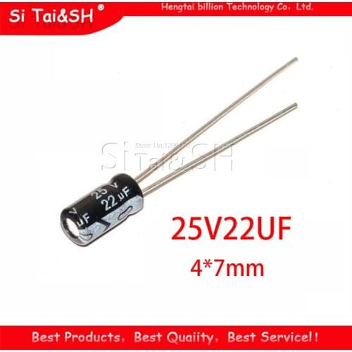 50PCS Higt quality 25V22UF 4*7mm 22UF 25V 4*7 Electrolytic capacitor