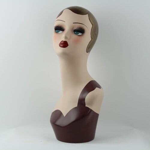 Fiberglass Female Mannequin Head For Wig Jewelry and Hats Display