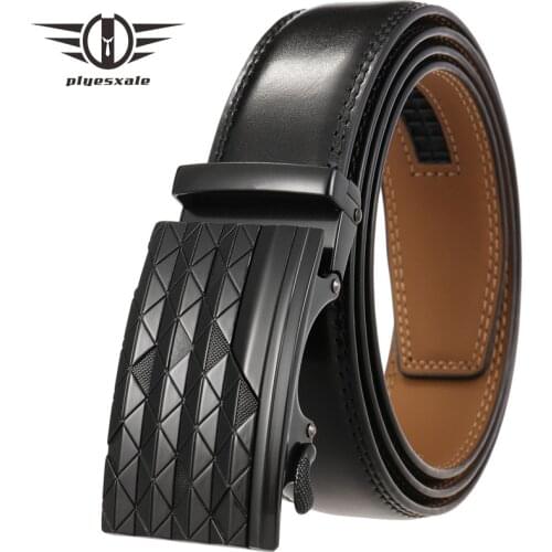 Automatic Buckle Genuine Leather Belt Men Luxury Mens Black Cow Leather Belts for Men Business 3.5cm Width High Quality B302