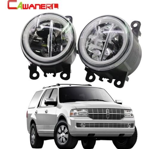 Cawanerl For Lincoln Navigator 5.4L V8 2007 2008 2009 2010 2011 2012 2013 2014 Car LED Bulb H11 Fog Light + Angel Eye DRL 12V