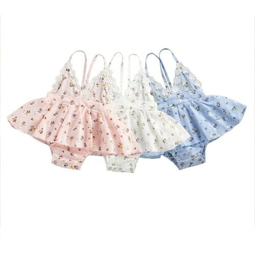 Citgeett Summer Toddler Baby Girls Romper Full Floral Strap Backless Jumpsuit Tutu Skirt Cute Clothes
