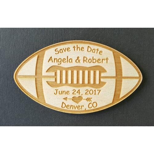 Customize Football Bride Groom names wooden Wedding Save the Date Magnets engagement party favors company gifts invites