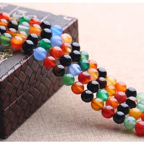 Grade A Natural Mixed Color Agate Beads 4mm-12mm Smooth Polished Round 15 Inch Strand MN36